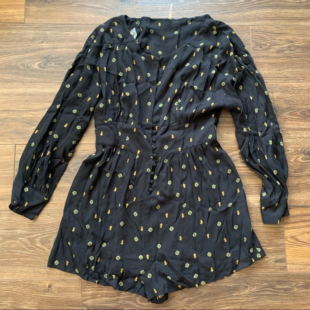 Free People Black Floral Jumpsuit